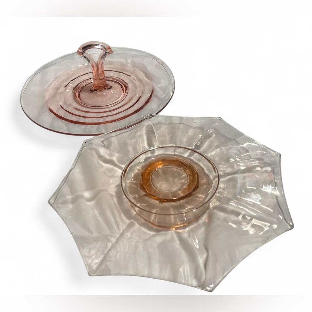 SET OF 2- DEPRESSION GLASS SERVING TRAYS